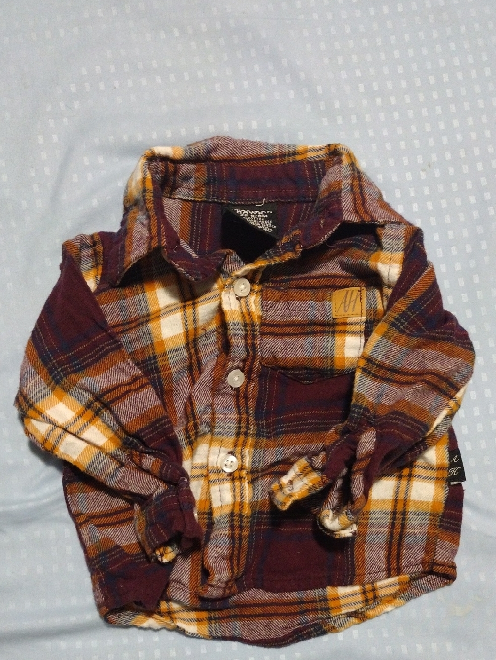 American Hawk Burgundy & Mustard Plaid Flannel Shirt